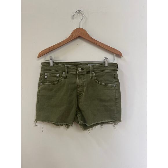 AG ED Adriano Goldschmied The Hailey Cut Off Ex Boyfriend Shorts 27 Olive Green - Picture 1 of 6